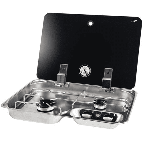 2 Burner Hob With Glass Lid C/W Elect. Ignition