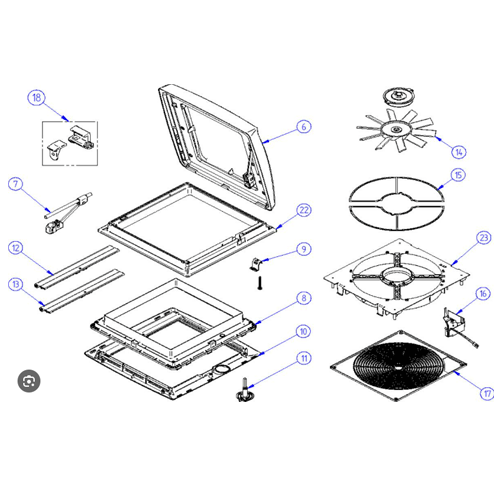 22 - Outer Hatch Frame With Hinge - Omnivent