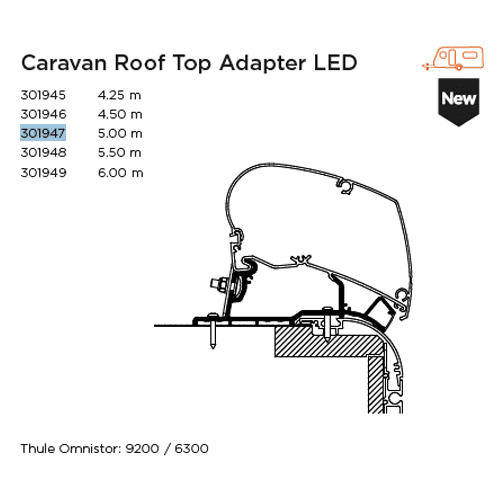 Caravan Roof Top Adapter LED (Various Sizes)
