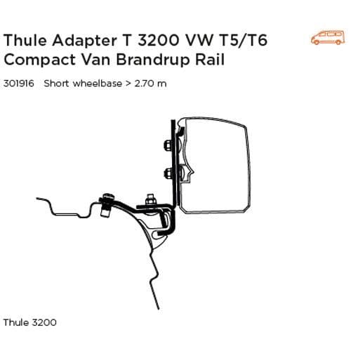 Adapter T 3200 VW T5/T6 Minivan Brandrup Rail