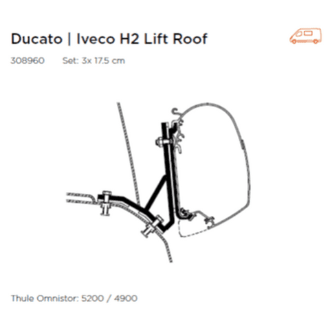 Adaptor Set For Ducato H2 Lift Roof | Iveco