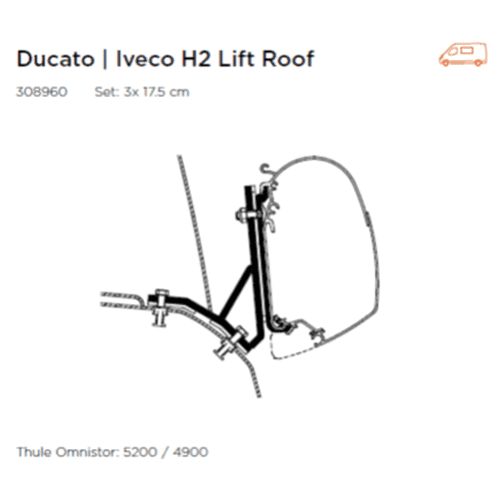 Adaptor Set For Ducato H2 Lift Roof | Iveco