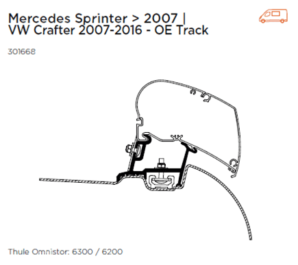 Adaptor Set For Merc Sprinter 2007> & VW Crafter 2007-16 With OE Track