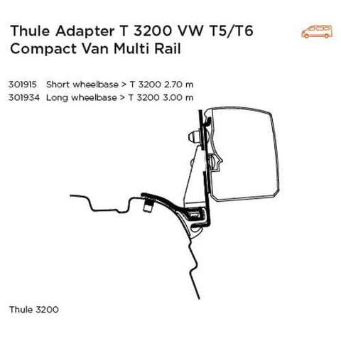 Adaptor T 3200 VW T5/T6 Minivan Multi Rail (Rhd)