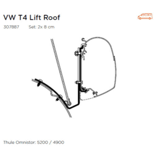 Awning Adaptor For VW T4 With List Roof