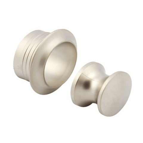 Large Push Button & Collar - Matt Silver