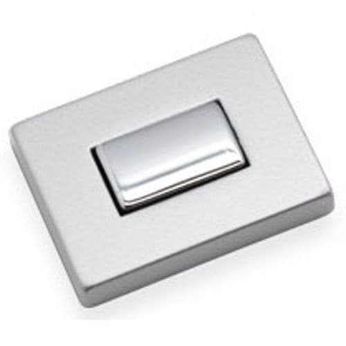 Rectangular Push Button Chrome/Silver