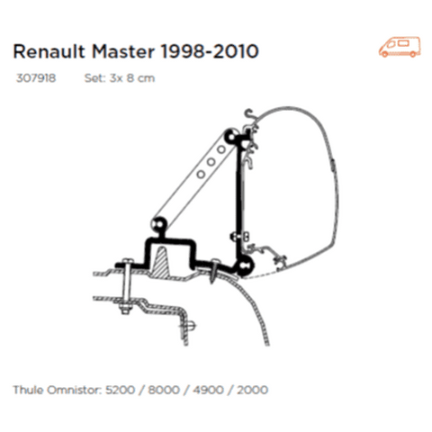 Renault Master 1998-2010 Adapter (Set: 3x 8cm)