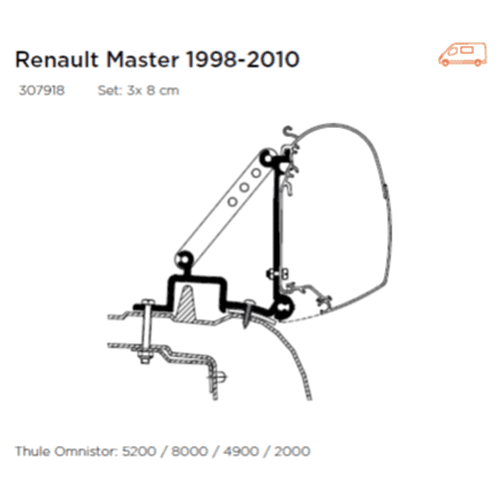 Renault Master 1998-2010 Adapter (Set: 3x 8cm)