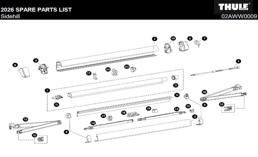 Thule Sidehill Awning Spare Parts
